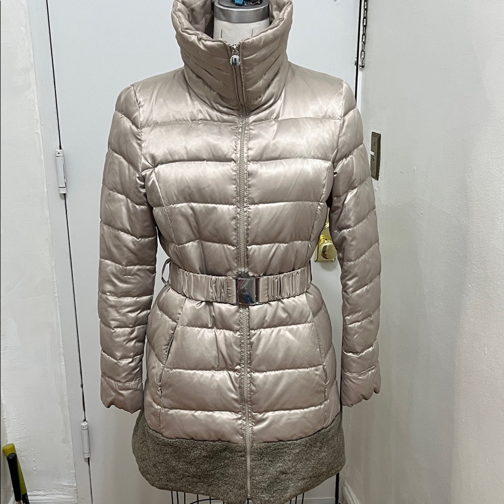Laundry By Shelli Segal Metallic Puffer Jacket with Belt